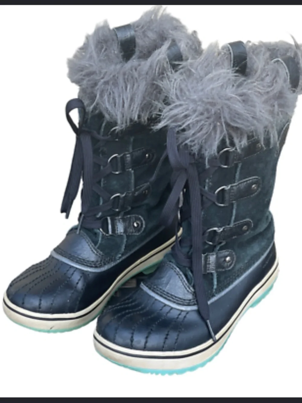 Womens Sorel Joan of Artic Boots with Faux Fur Trim - black size 6
